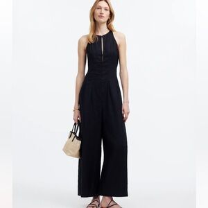 Madewell Black Halter-Neck Wide Leg Jumpsuit
